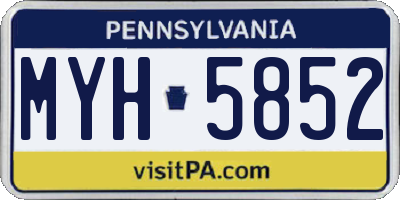 PA license plate MYH5852