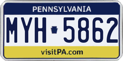 PA license plate MYH5862