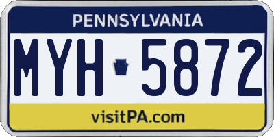 PA license plate MYH5872