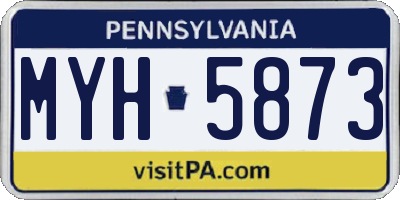 PA license plate MYH5873