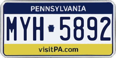 PA license plate MYH5892