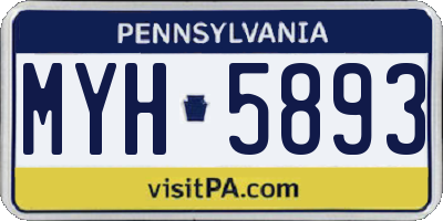 PA license plate MYH5893