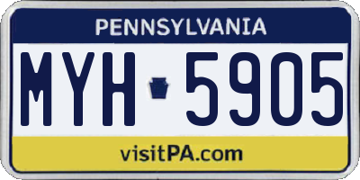PA license plate MYH5905