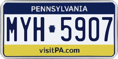 PA license plate MYH5907