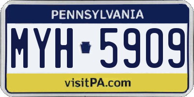 PA license plate MYH5909