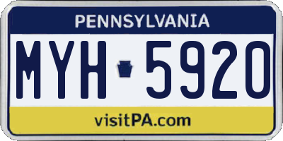 PA license plate MYH5920