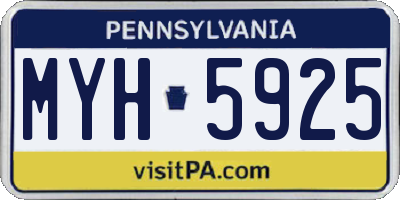 PA license plate MYH5925