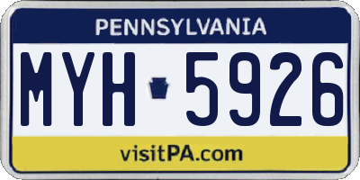 PA license plate MYH5926