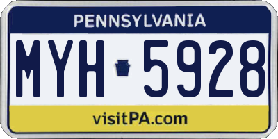 PA license plate MYH5928