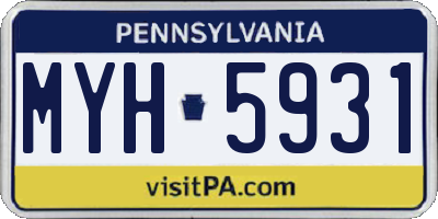 PA license plate MYH5931