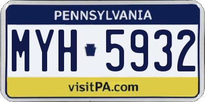 PA license plate MYH5932