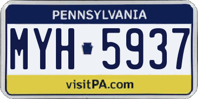 PA license plate MYH5937