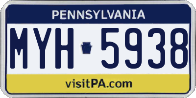 PA license plate MYH5938