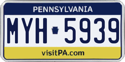 PA license plate MYH5939