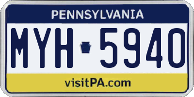PA license plate MYH5940