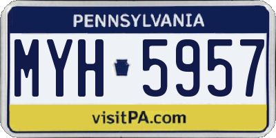 PA license plate MYH5957
