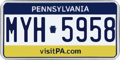 PA license plate MYH5958
