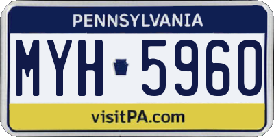 PA license plate MYH5960