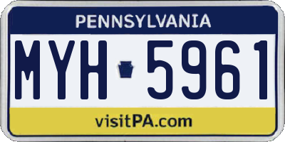 PA license plate MYH5961