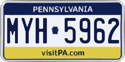 PA license plate MYH5962