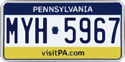 PA license plate MYH5967
