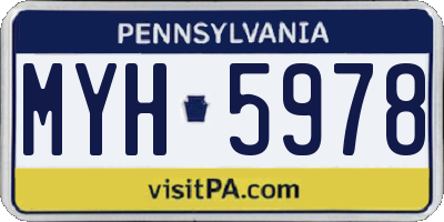 PA license plate MYH5978