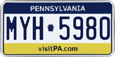 PA license plate MYH5980