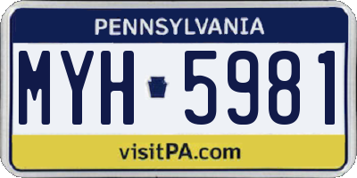 PA license plate MYH5981