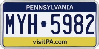 PA license plate MYH5982