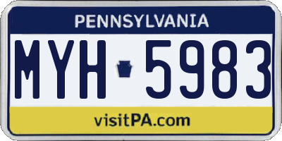 PA license plate MYH5983
