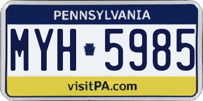 PA license plate MYH5985