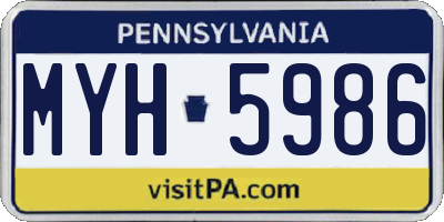 PA license plate MYH5986