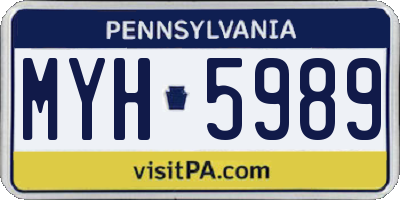 PA license plate MYH5989