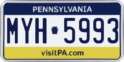 PA license plate MYH5993