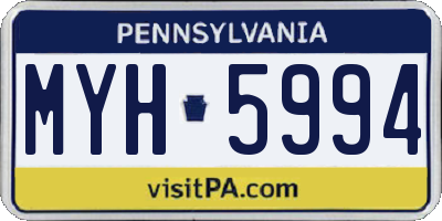 PA license plate MYH5994