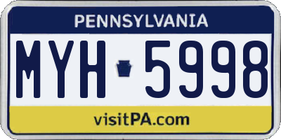 PA license plate MYH5998