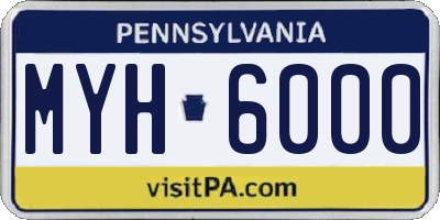 PA license plate MYH6000