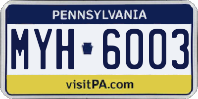 PA license plate MYH6003