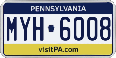 PA license plate MYH6008