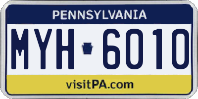 PA license plate MYH6010
