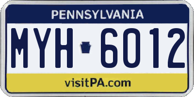 PA license plate MYH6012