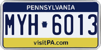PA license plate MYH6013