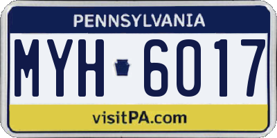 PA license plate MYH6017