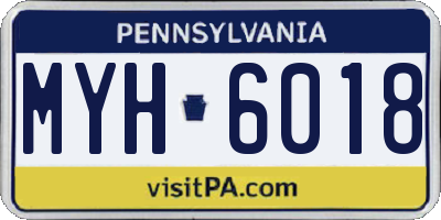PA license plate MYH6018
