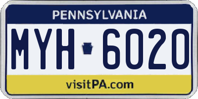 PA license plate MYH6020