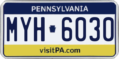 PA license plate MYH6030