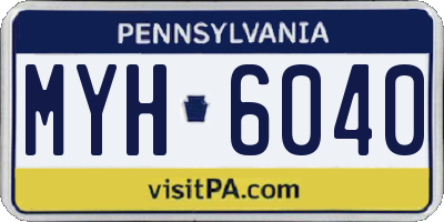 PA license plate MYH6040