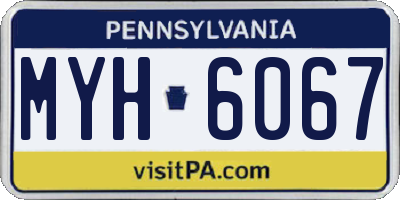 PA license plate MYH6067