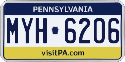 PA license plate MYH6206