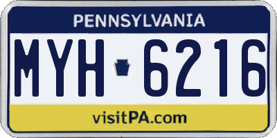 PA license plate MYH6216